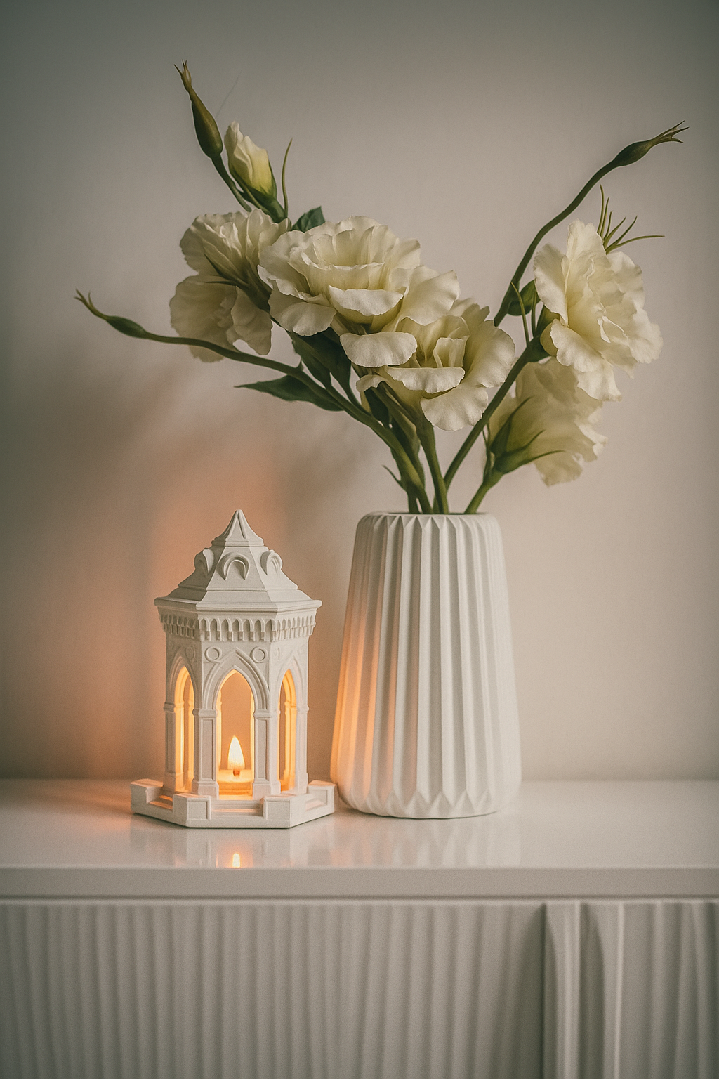 ست گلدان شیار دار و جا وارمری طرح کلیسا