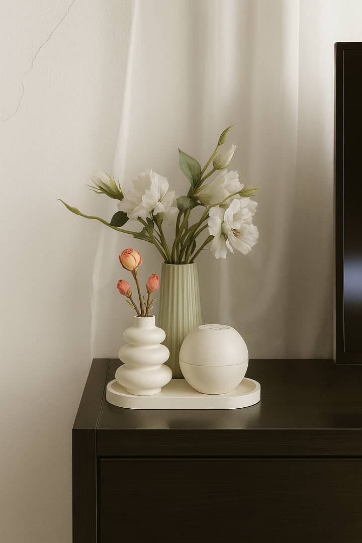 ست گلدان شیار دار و عودسوز کروی و گلدان آبشاری