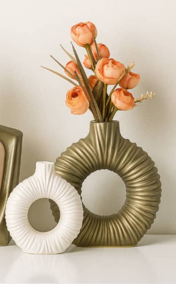 ست دکوری گلدان دوناتی چروکی کوچک و بزرگ